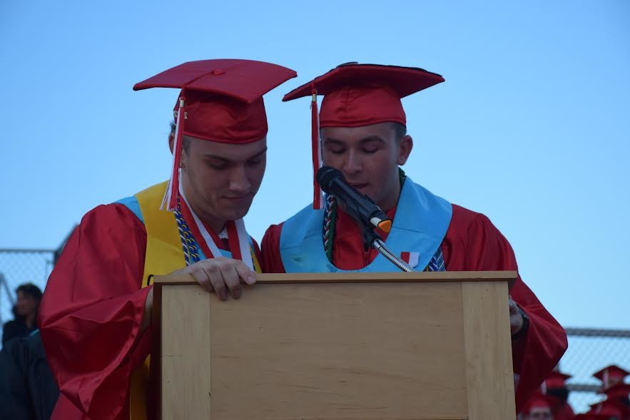 Connetquot High School Class President Brendan Falabella and Student Government president Zachary Palazzotto led their peers in the traditional moving of the tassel.